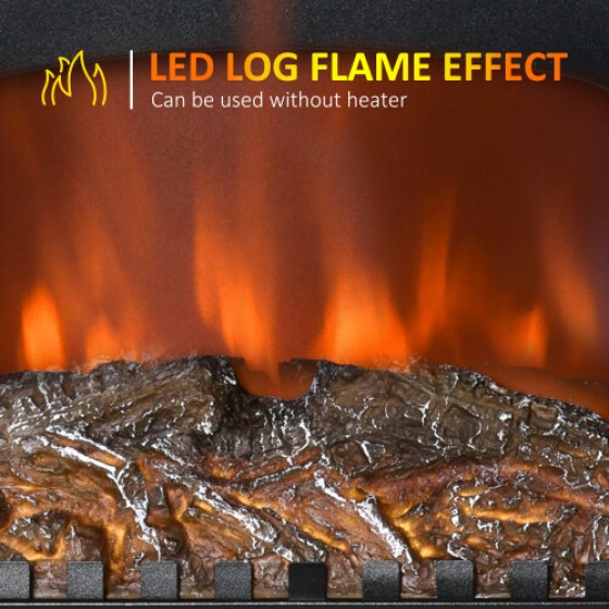 HOMCOM 自立型電気暖炉、LED炎効果付き、ブラック